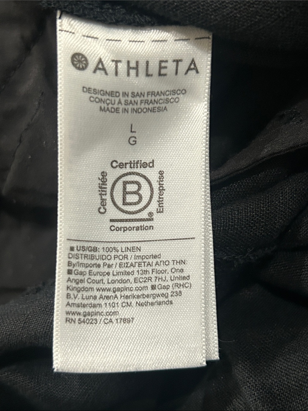 Athleta Retreat Linen High Rise Wide Leg Pant Size Large in Black Relaxed Fit - Picture 13 of 14
